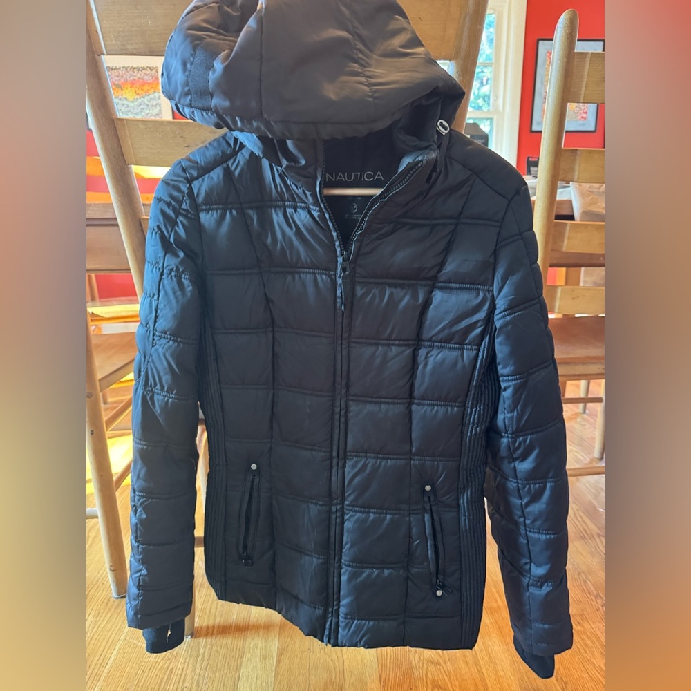 Black Nautica Winter Jacket.  Zipper pockets. Slim fit. Great condition.